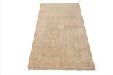 LoomBloom 3'1''x4'11" Hand Knotted Tan Wool Afghan Oushak Transitional Design Oriental Area Rug